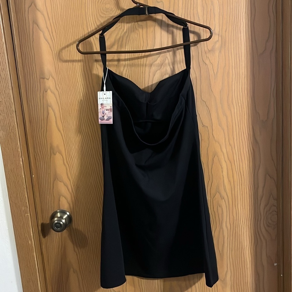 Halara Softlyzero Plush Halter Ruched Backless Split Hem Mini Active‎ Dress NWT - Picture 15 of 16
